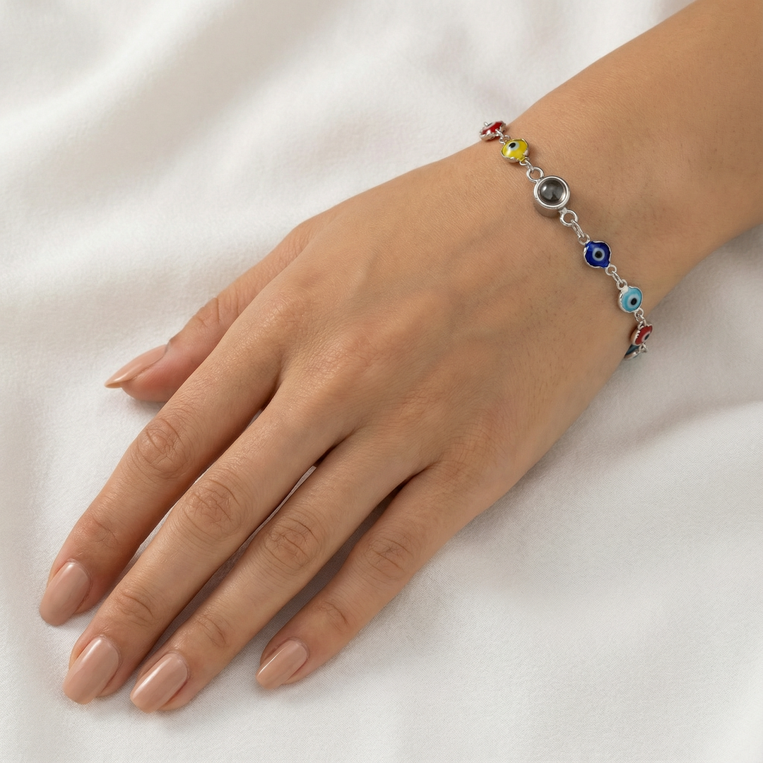 Fotoğraflı Kişiye Özel Nazar Boncuklu Bileklik