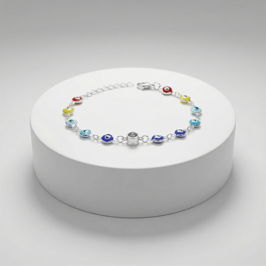 Fotoğraflı Kişiye Özel Nazar Boncuklu Bileklik