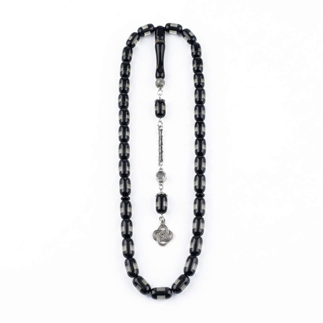 Kişiye Özel Fotoğraflı Siyah Kehribar Tesbih