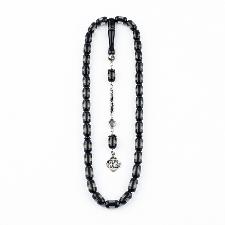 Kişiye Özel Fotoğraflı Siyah Kehribar Tesbih