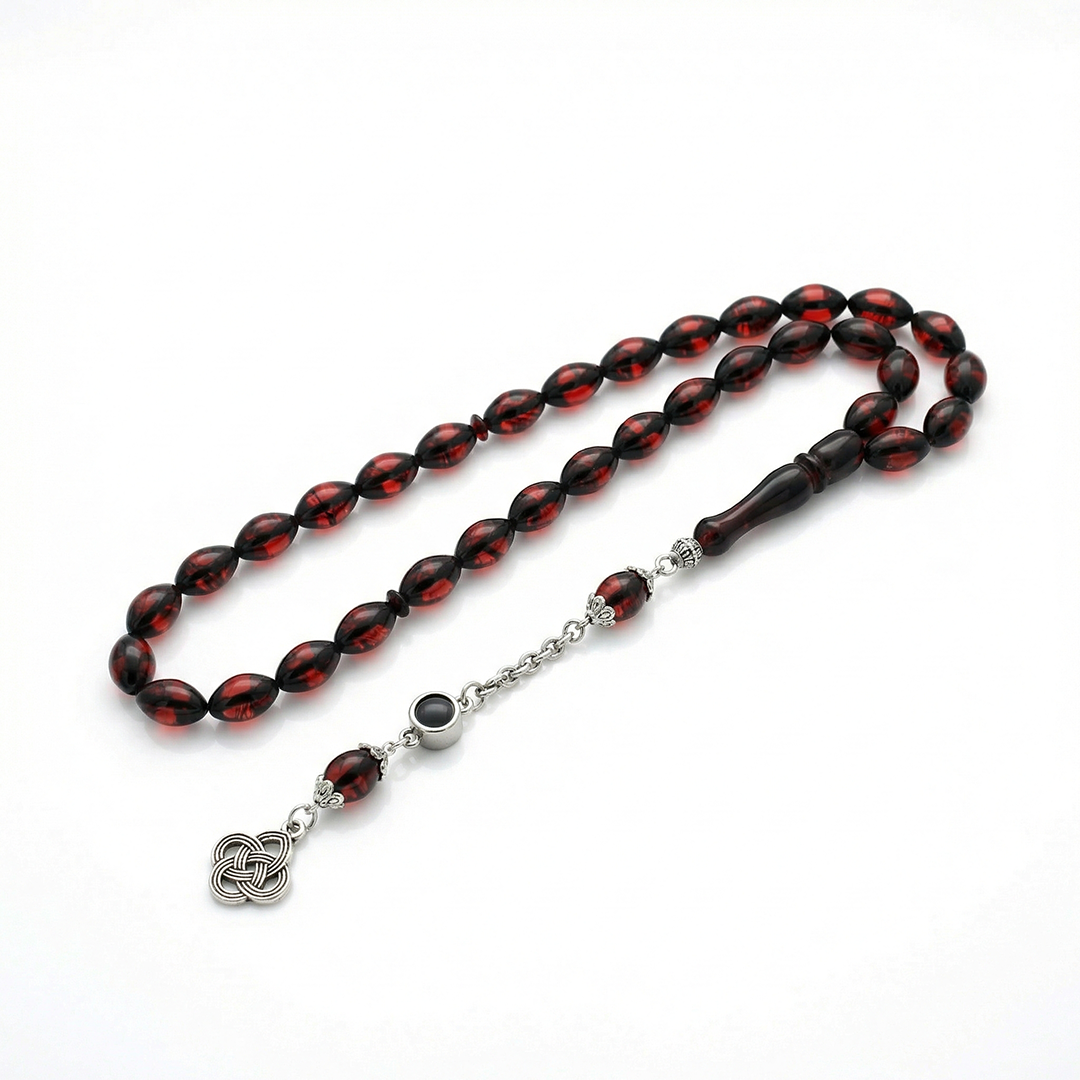 Kişiye Özel Fotoğraflı Vişne Kehribar Tesbih