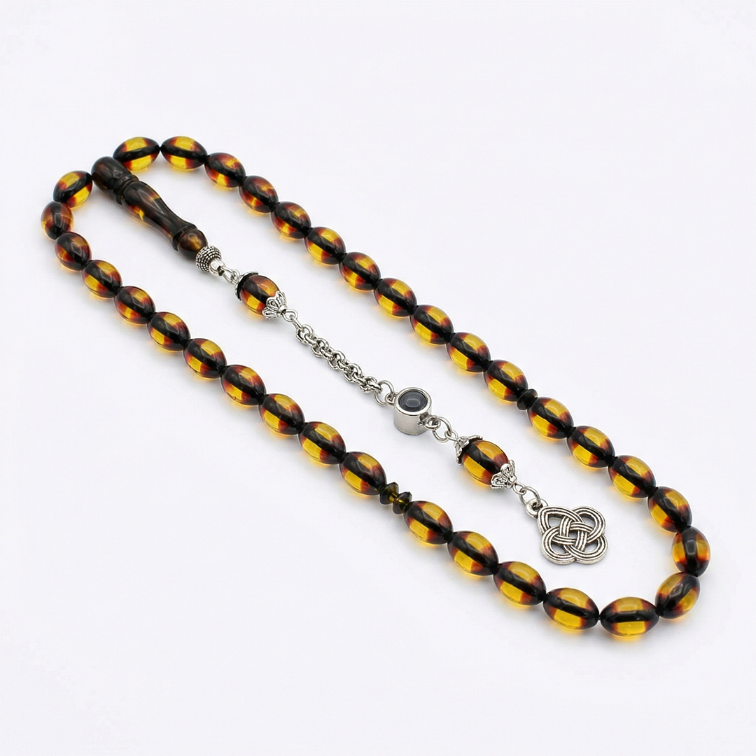 Kişiye Özel Fotoğraflı Bal Rengi Kehribar Tesbih