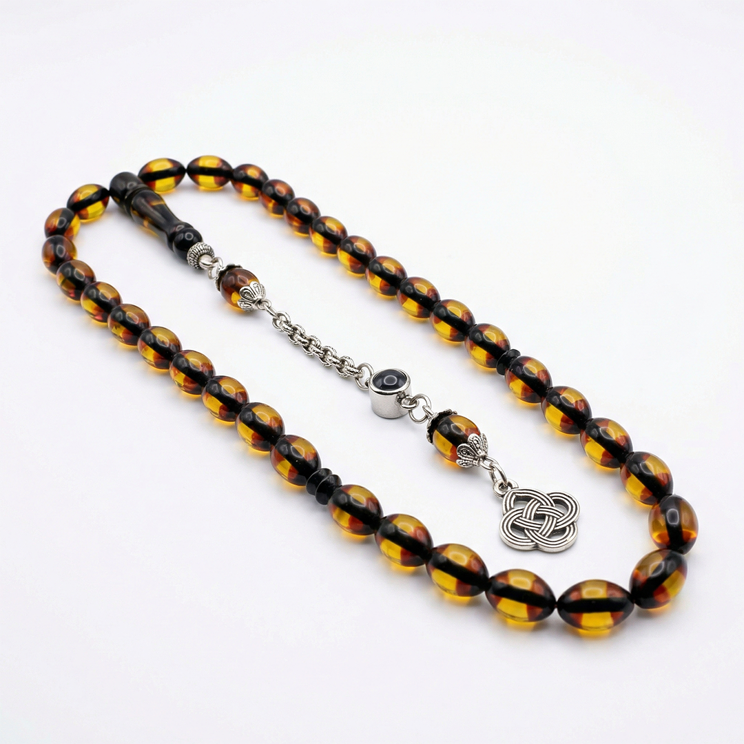 Kişiye Özel Fotoğraflı Bal Rengi Kehribar Tesbih