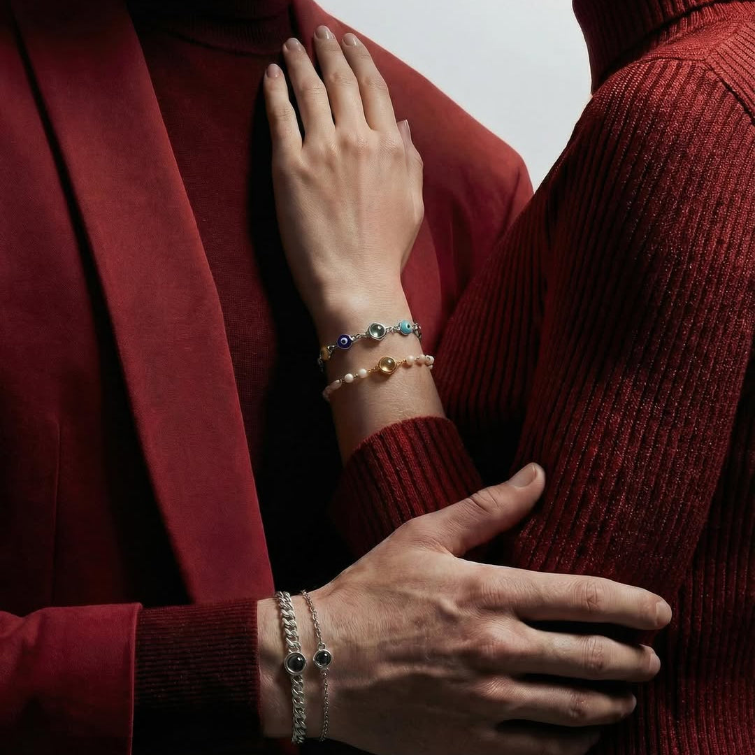 Fotoğraflı Kişiye Özel Nazar Boncuklu Bileklik