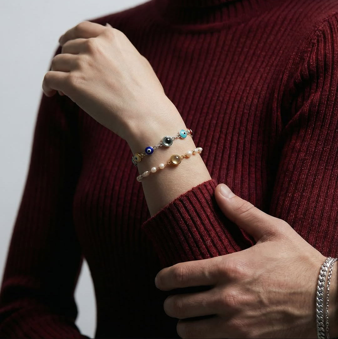 Fotoğraflı Kişiye Özel Nazar Boncuklu Bileklik