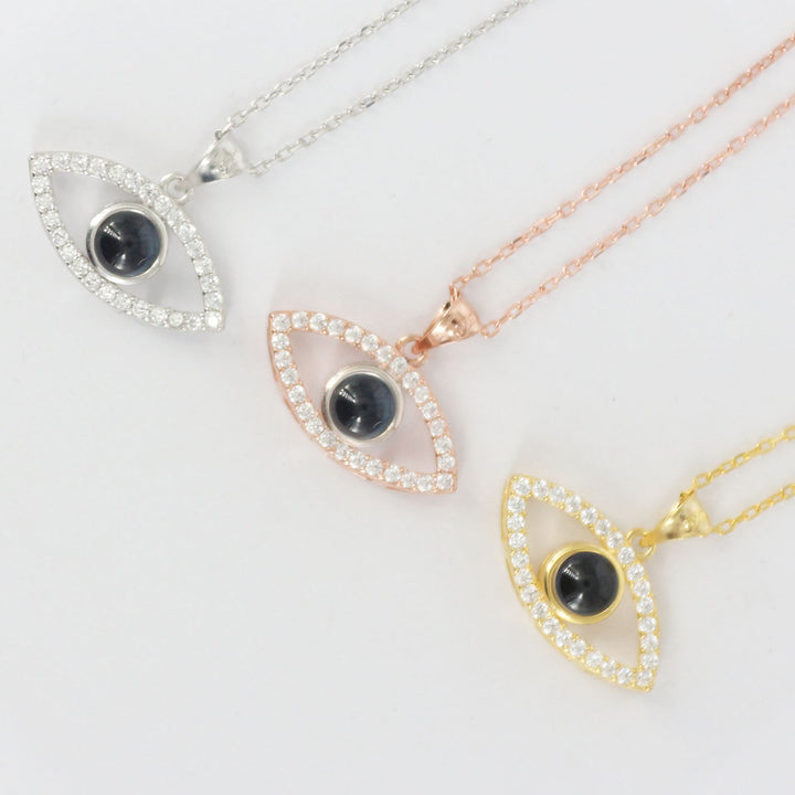 Fotoğraflı Kişiye Özel Göz Nazar Kolyesi