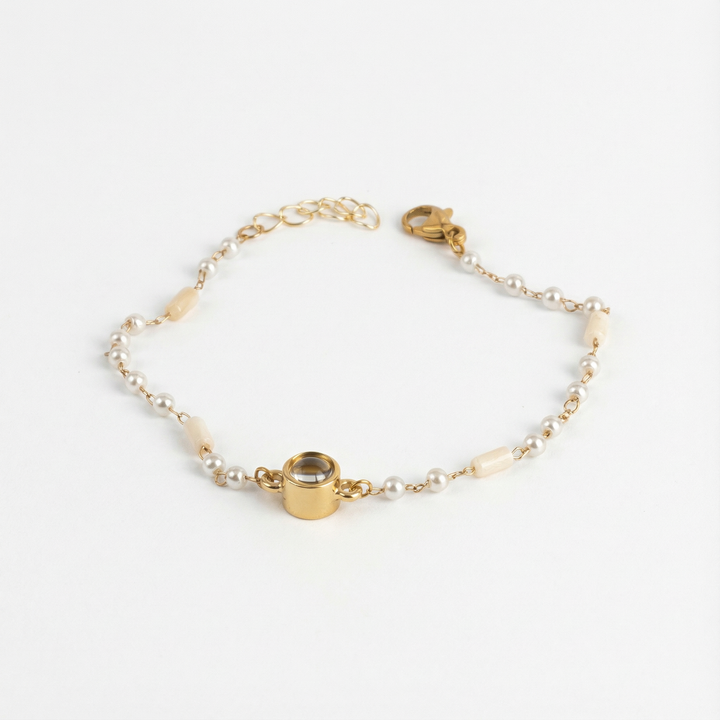 Fotoğraflı Kişiye Özel İnci Detaylı Bileklik