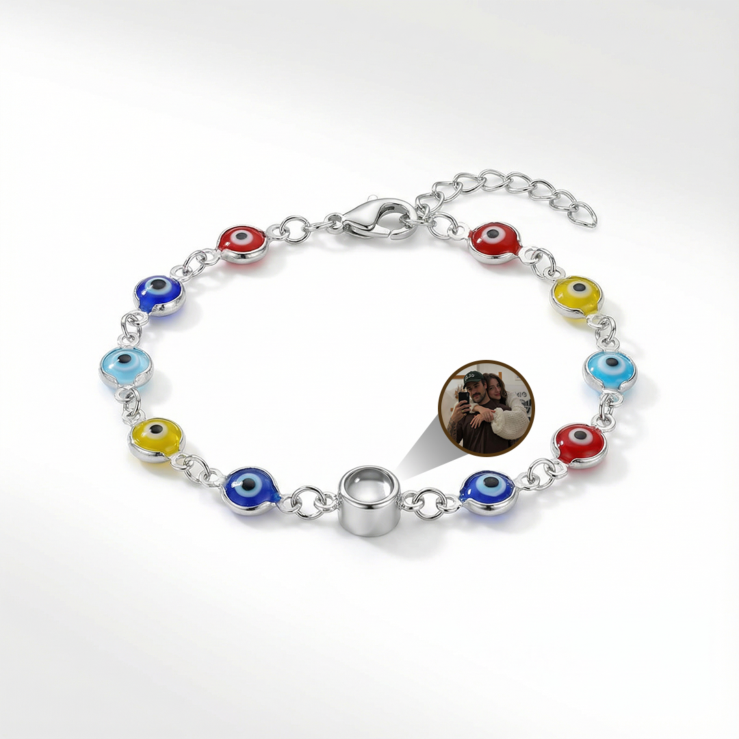 Fotoğraflı Kişiye Özel Nazar Boncuklu Bileklik