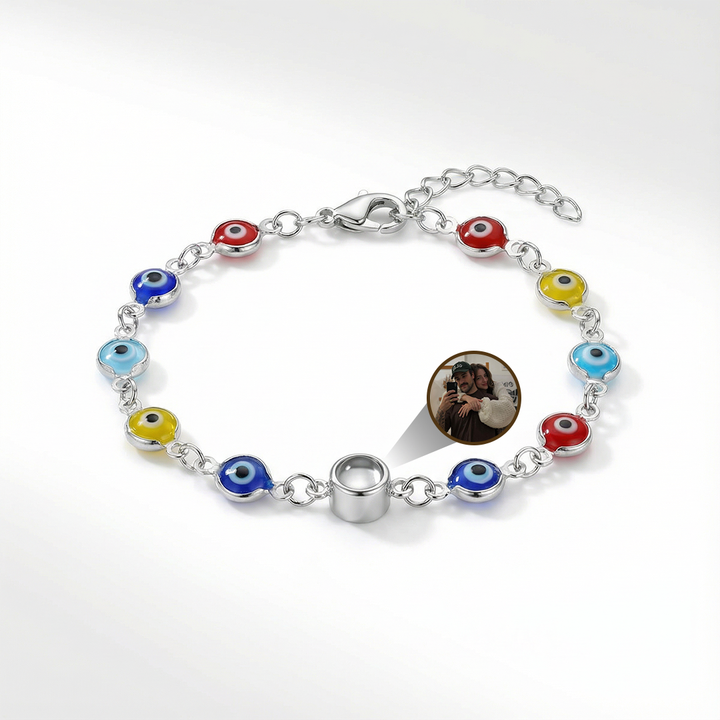 Fotoğraflı Kişiye Özel Nazar Boncuklu Bileklik