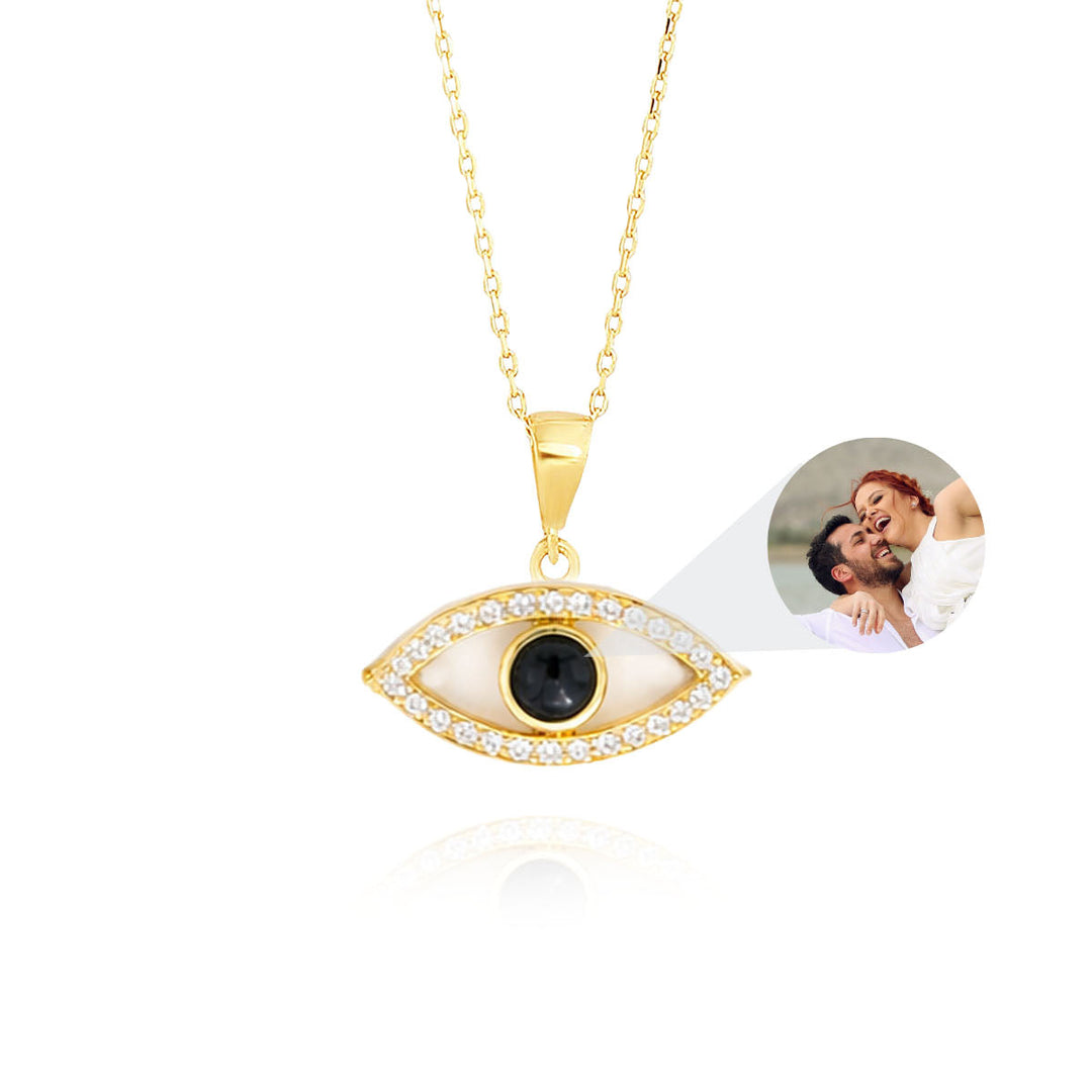 Fotoğraflı Kişiye Özel Göz Nazar Kolyesi
